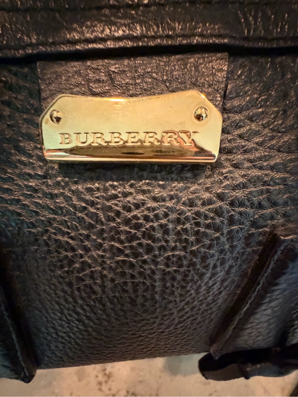 Burberry Black Pebbled Leather Satchel Handbag - Heritage Gladstone - Picture 9 of 13